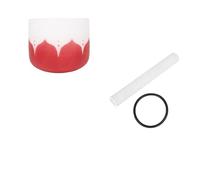 NJIEzhao Campana tibetana in cristallo di quarzo satinato da 8 pollici, campana in colorato for la meditazione yoga curativa Ciotola di cristallo cantante(Red Singing Bowl)