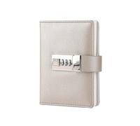 NJIEzhao Diario con codice lucchetto PU Blocco note Agenda Planner Fatto a mano Libro di resoconto Giornale Quaderno viaggio Diario bloccabile(Grey)