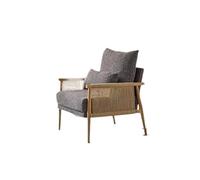 NJIEzhao Poltrona in Legno Boho Braid Accent Armchairs Set Of 2,Mid-Century Modern Chiars With Solid Wooden Armrest,Comfy Louge Cushion Chairs With