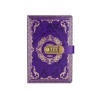 NJIEzhao Quaderno digitale retrò con password e lucchetto A5 Diario for uomini donne PU Pelle Lucchetto a combinazione Persone Privacy Diario bloccabile(Purple)