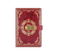 NJIEzhao Quaderno digitale retrò con password e lucchetto A5 Diario for uomini donne PU Pelle Lucchetto a combinazione Persone Privacy Diario bloccabile(Red)