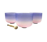 NJIEzhao Un set di 3 ciotole curative del suono con gradiente colore da 8 pollici in cristallo for il bagno sonoro Ciotola di cristallo cantante