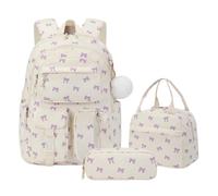 NJIEzhao Zaino for la scuola universitaria in velluto a coste 3 in 1 con borsa for il pranzo e astuccio for matite, set di zaini carini for ragazze Zaini Ragazza 3 Pezzi(Style 4)