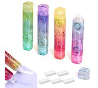 NJJHJH 4 Pezzi Bianchetto a Nastro 2 in 1 Doppia Testa Correttore Nastro 4m*5mm+Nastro Adesivo 5mm*3m Colla a Nastro con 5 Gomme per Bambini Studenti Ufficio Scuola Casa (Colore Sfumato)