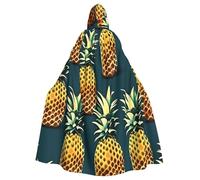 njkhbolk Mantello con cappuccio unisex retrò con stampa ananas, mantello per Halloween, cosplay, carnevale