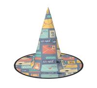 njkhbolk Moda Postale Cancelleria Stampa Halloween Full Hat,Copricapo Cosplay pieghevole,Accessori costume