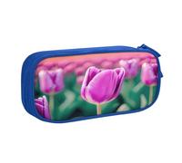 njkhbolk Organizer portatile con stampa di tulipani viola, astuccio con cerniera a doppio strato di grande capacità