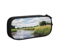 njkhbolk Portatile Ance dal fiume stampa cancelleria organizer, grande capacità doppio strato cerniera matita caso