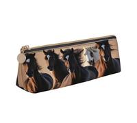 njkhbolk Running Horses - Astuccio in pelle per cancelleria, con cerniera, per matite, penne, trucchi