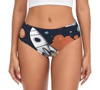 njkhbolk Slip da donna traspiranti con stampa razzo nello spazio, cintura comoda senza cuciture, tutti i giorni, leggeri, nero, Large