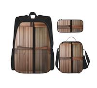 njkhbolk Zainetto 3 in 1 con stampa floreale, con borsa per il pranzo e astuccio, adatto per lavoro, picnic, viaggi, nero, Taglia unica