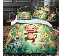 NJOFERDIN Scimmia dei cartoni animati 3D Stampa Coperteletto 3pz Microfibra Resistente Coperta Letto 2 federe Ipollergenica Adolescenti Adulti Giovani Single（140x200cm）