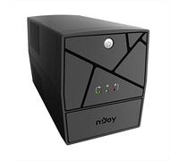 NJOY 1000 Gruppo di Continuità 1000VA 600 Watt, Line Interactive, UPS 600W per Computer PC e Modem, AVR, 4x Schuko, Software per Gestione, 2 Batterie 12V-7Ah