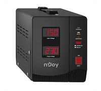 NJOY Alvis 2000 Stabilizzatore di Tensione 2000VA AVR 1200W Monofase - Display Digitale - 2 Uscite Schuko - 1200 Watt - Dispositivo di Protezione di Tensione 230V