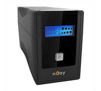 NJOY Cadu 850 Gruppo di Continuità 800VA 480 Watt, Line Interactive, Display LCD, AVR, HID USB, Protezione LAN 1Gb/s, 2 Uscite Schuko, Software per Gestione UPS, 1 Batteria 12V-9Ah