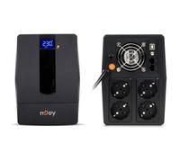 NJOY Horus Plus 2000 Gruppo di Continuità 2000VA 1200 Watt, Line Interactive, Display LCD Touch Screen, AVR, USB, 4 Uscite Schuko, Protezione Lan RJ45, Software per Gestione UPS, 2 Batterie 12V-9Ah
