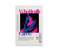 NJZUSA Stampa artistica su tela con scritta "Who Really Cares TV Girl" per ufficio, casa, soggiorno, camera da letto, senza cornice, stile 50 x 75 cm