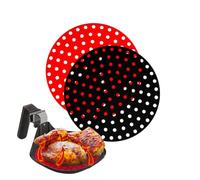 NK 2 Pezzi Tappetino Friggitrice ad Aria Riutilizzabili (Carta Forno Silicone) - AirFryer Liner, Antiaderente, Accessori per Friggitrice senza Olio, 1 Unità Rossa + 1 Nera (Rotondo, 22.5cm)