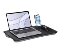 NK Base Da Tavolo Per Laptop Con Cuscino XL - 57.5×30.5×5 Cm, Maniglia, Alloggiamento Smartphone, Fermo Antiscivolo, Tappetino Mouse, Supporto EPS, PVC MDF ABS E Tessuto