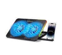 NK Base di raffreddamento portatile Gaming 17" - 7 modalità Luci LED RGB, 2 ventole silenziose con velocità regolabili, 5 altezze regolabili, porta USB, telefono holder, raffreddamento rapido