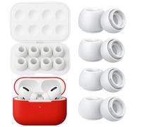 NK Confezione da 4 paia di cuscinetti di ricambio per Airpods Pro e Airpods Pro 2, cuscinetti in silicone con riduzione del rumore, custodia e custodia portatile, (XS, S, M, L) - colore bianco
