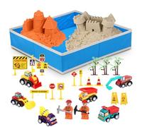 NK Gioco Sabbia Magica per Bambini 2 3 4 5 6 Anni - Set di Costruzione per Bambini con 1.36kg di Sabbia 2 colori e Sabbiera di 40x40cm, Giocattolo Regalo Originale per Natale e Compleanno (48 pezzi)