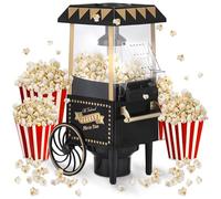 NK Macchina per Popcorn Retro 1.200W ad Aria Calda - Macchina Pop Corn Elettrica Senza Olio, 0.3L, Pronta in 2 Minuti, Design Vintage Compatto per Casa (Nero)