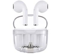 NK NK-FA340052 - Cuffie Bluetooth senza fili, con custodia di ricarica magnetica, 12 ore di autonomia, design quadrato trasparente