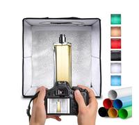 NK Scatola Box Fotografico (40x40cm) - 120 LED, 3 Temperature di Luce, Luminosità Regolabile x10, RA90, Piccoli Prodotti Gioielli, Maniglia per il Trasporto (6 Sfondi Colorati)