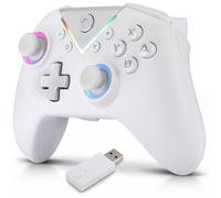 NK Telecomando wireless Bluetooth per PC, compatibile con Switch/Smartphone Android e iOS, 2 pulsanti macro, doppia vibrazione, 6 assi, luci LED