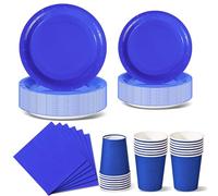 Nkaiso Stoviglie per Feste 96 Pezzi Blu Gioiello Festa della Addobbi Ragazza di Compleanno dei Dambini Articoli per Feste Set Include Piatto Usa e Getta di Carta Party Tazze Tovaglioli -24 Ospiti