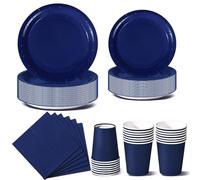 Nkaiso Stoviglie per Feste 96 Pezzi Blu Scuro Festa della Addobbi Ragazza di Compleanno dei Dambini Articoli per Feste Set Include Piatto Usa e Getta di Carta Party Tazze Tovaglioli -24 Ospiti