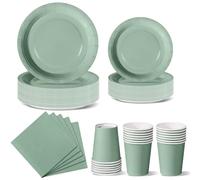 Nkaiso Stoviglie per Feste 96 Pezzi Verde Erba Festa della Addobbi Ragazza di Compleanno dei Dambini Articoli per Feste Set Include Piatto Usa e Getta di Carta Party Tazze Tovaglioli -24 Ospiti