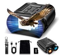 NKBZEB Occhiali per visione notturna, binocolo 4K HD IR da 5 W, zoom digitale 8X, binocolo ricaricabile con fotocamera integrata, scheda da 32 GB per salvare foto e video, torcia (nero)