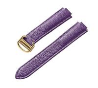 NKCVEZBW Compatibile con cinturino Cartier Blue Balloon in morbida pelle bovina grana Lychee, for uomo e donna, pieghevole(Purple gold buckle,20x12mm)