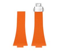 NKCVEZBW Compatibile con Tissot PRX Series Super Player Convex Men Fluoro Rubber Quick Release Butterfly Buckle Watch Band Accessories 12mm(Orange Clasp,12mm)
