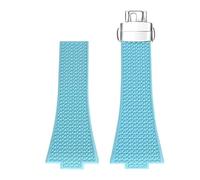NKCVEZBW Compatibile con Tissot PRX Series Super Player Convex Men Fluoro Rubber Quick Release Butterfly Buckle Watch Band Accessories 12mm(Light blue Clasp,11mm)