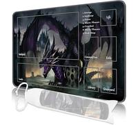 Nkddert MTG, tappetino da gioco con carte TCG da 61 x 35,6 cm, cucito con Magic Zone MTG Commander, tappetino da gioco da tavolo con disegni di draghi, tappetino da gioco con borsa portaoggetti