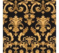 NKDYVB 45cm x 300cm Fiore di Damasco Carta da parati staccabile e adesiva rimovibile Fiore damascato nero e oro Carta adesiva per la decorazione del soggiorno e della camera da letto