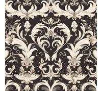 NKDYVB 45cm x 600cm Fiore di Damasco Carta da parati staccabile e adesiva rimovibile Fiore damascato nero e oro Carta adesiva per la decorazione del soggiorno e della camera da letto