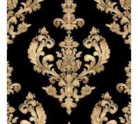 NKDYVB Fiore di Damasco Carta da parati staccabile e attaccabile Fiore damascato nero e oro 45cm x 600cm Carta da parati autoadesiva Contact Paper per la decorazione dei mobili della camera da letto