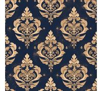 NKDYVB Fiore in twill di damasco nero dorato Carta da parati autoadesiva e rimovibile Fiore d'epoca Carta adesiva per pareti decorative della camera da letto e della casa 45cm x 600cm