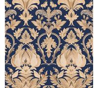 NKDYVB Fiore in twill di damasco nero dorato Carta da parati staccabile e attaccabile Fiore d'epoca Carta adesiva rimovibile per parete decorativa di mobili da bagno e camera da letto 45cm x 300cm
