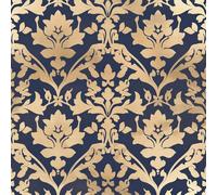 NKDYVB Fiore in twill di damasco nero dorato Carta da parati staccabile e attaccabile Fiore d'epoca Carta adesiva per mobili da camera da letto, rimovibile 45cm x 600cm
