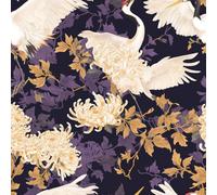 NKDYVB Margherita floreale nera Carta da parati staccabile e attaccabile Gru giapponese Carta adesiva rimovibile per parete decorativa di mobili da bagno e camera da letto 45cm x 1000cm