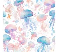NKDYVB Meduse rosa da favola Carta da parati staccabile e attaccabile Meduse di fantasia 45cm x 600cm Carta da parati autoadesiva Contact Paper per la decorazione dei mobili della camera da letto