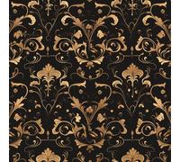 NKDYVB Staccare e attaccare Fiore di Damasco Carta da parati 45cm x 1000cm Fiore damascato nero e oro Carta adesiva per cassetti, camera da letto e soggiorno