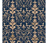 NKDYVB Staccare e attaccare Fiore in twill di damasco nero dorato Carta da parati 45cm x 600cm Fiore d'epoca Carta adesiva per cassetti, camera da letto e soggiorno