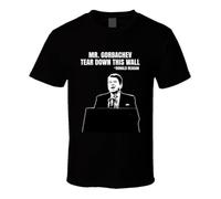 NKFTYTIUU Mr Gorbachev Tear Down This Wall Ronald Reagan T ShirtBlackL