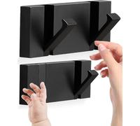 NKHATC Collegamento delle pareti, Folding Black Gold Coat Hooks - Watertight Adhesive No Drill Installation,Also for Balcony，Kitchen。(Black,2 Hooks)